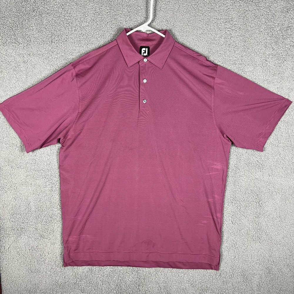 Footjoy Golf Polo Shirt Mens XL‎ Purple Striped Performance Stretch Short Sleeve